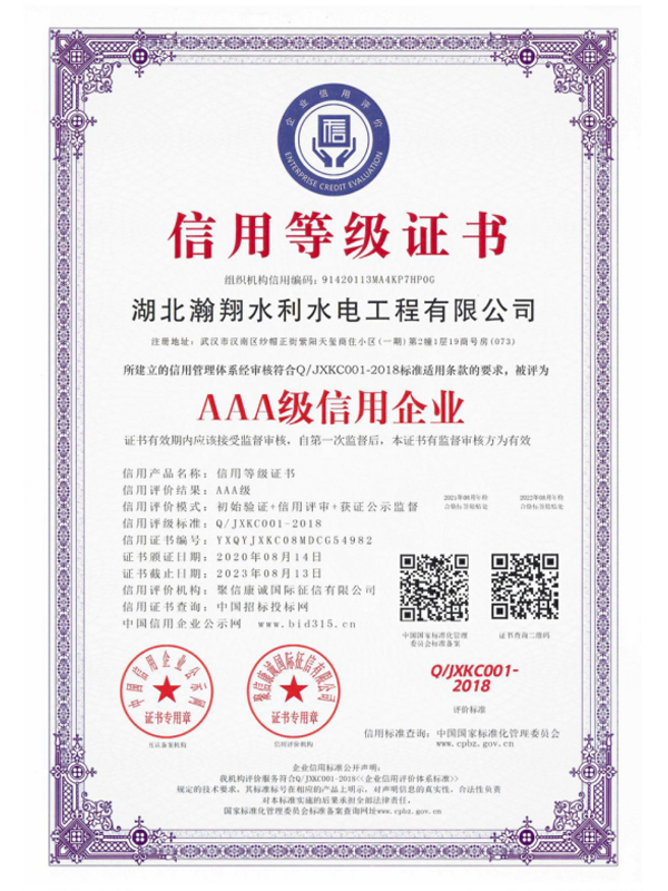  信用等級證書